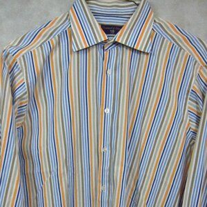 GORGEOUS Seaward & Stearn London VII Fold Wide Striped Dress Shirt L 17x37